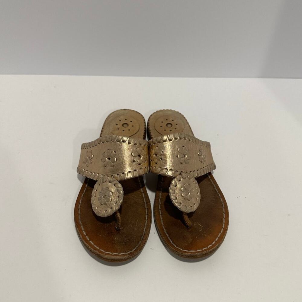 Girls Jack rogers Sandals size 1 Gold Miss Hamptons II